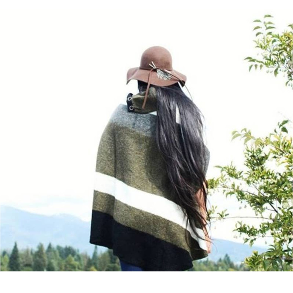 TABITHA Anthro Transverse Wool Striped Poncho
